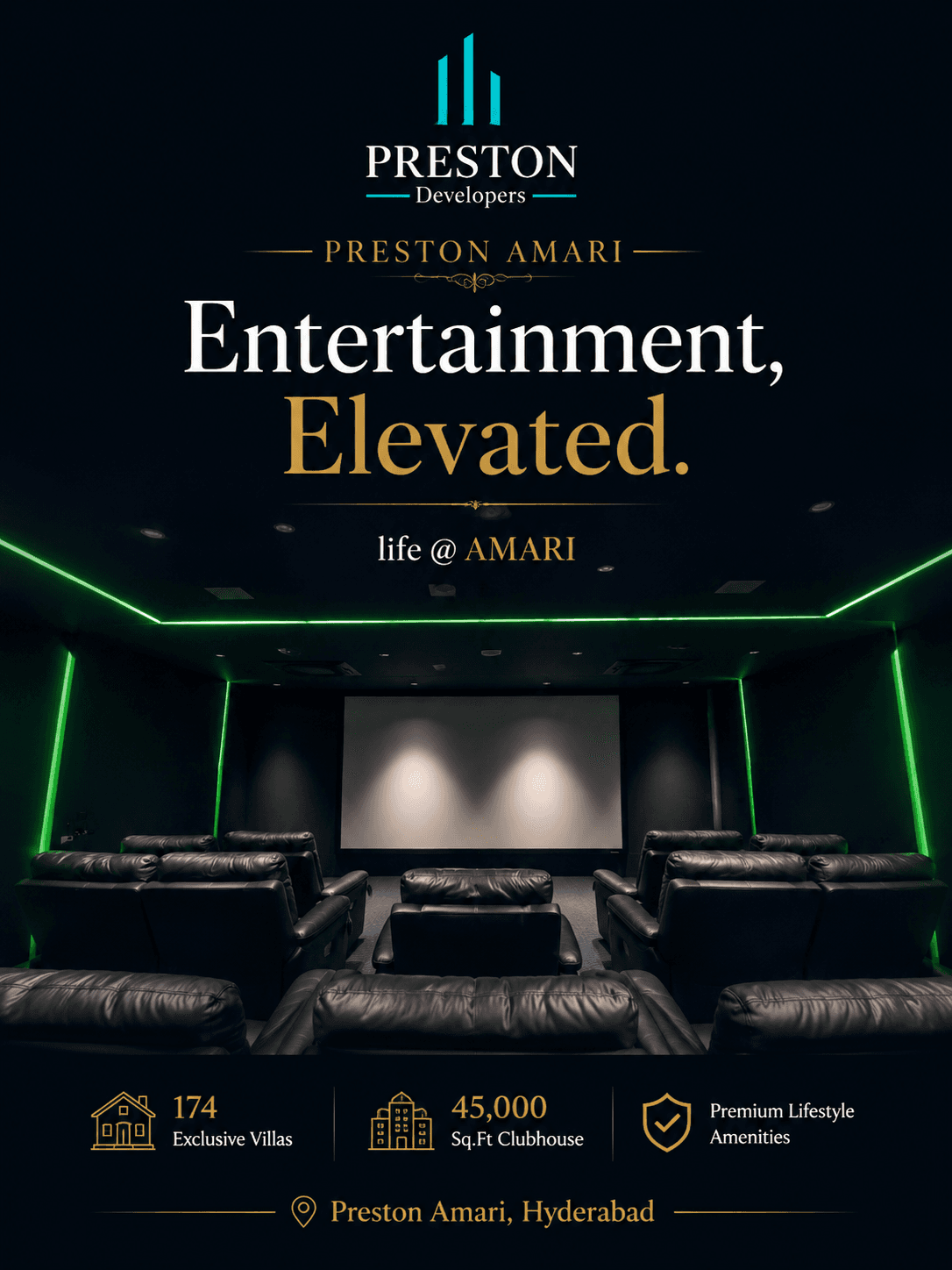 Premium entertainment facility with theater seating